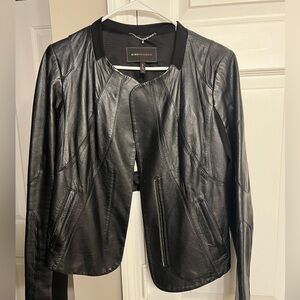 BCBG open back Leather jacket